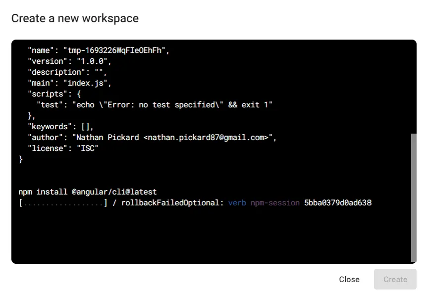 creating workspace